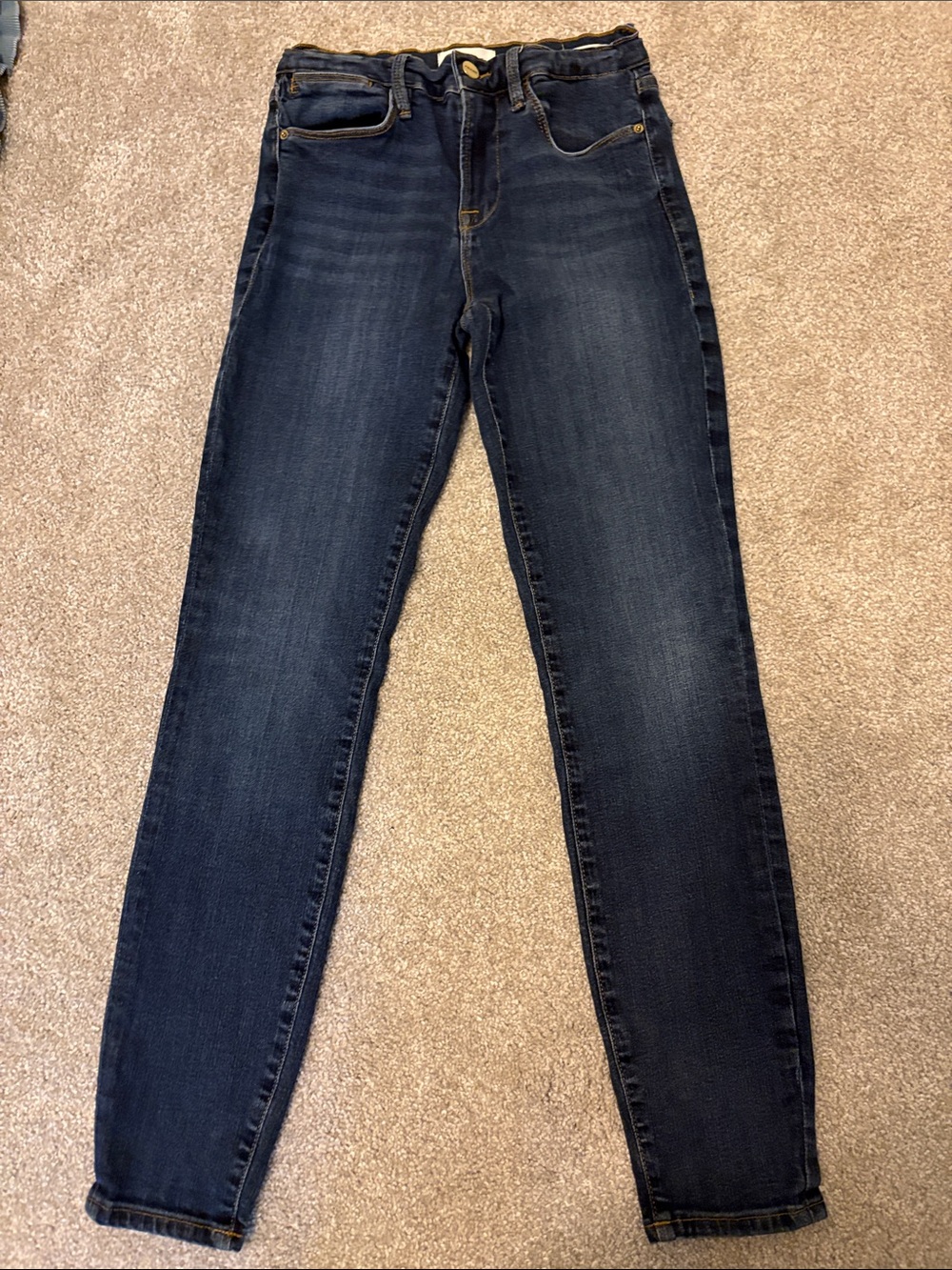 FRAME Le High Dark Blue Skinny Jeans